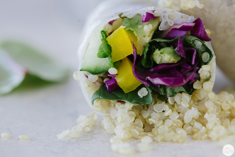 quinoa salad rolls miso sauce