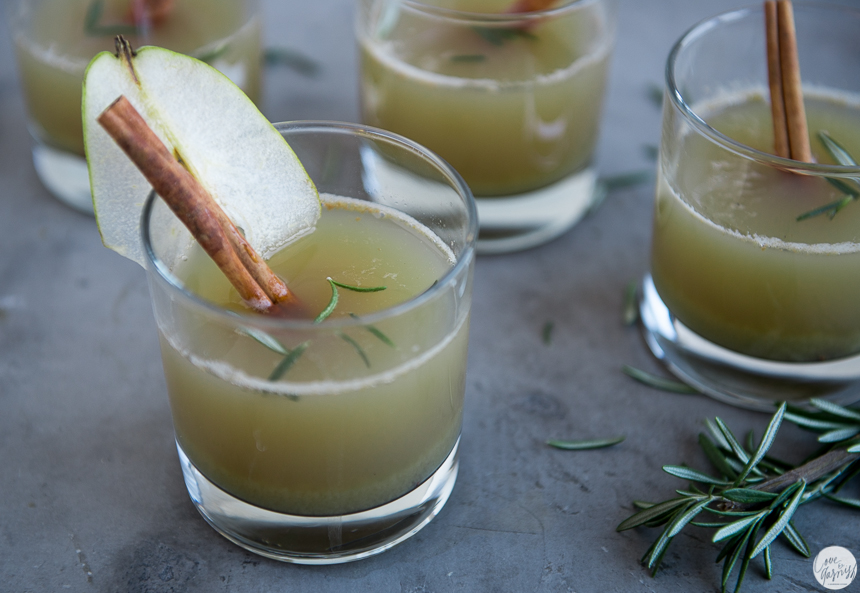 immune boosting winter pear ginger rosemary cider holiday cocktail