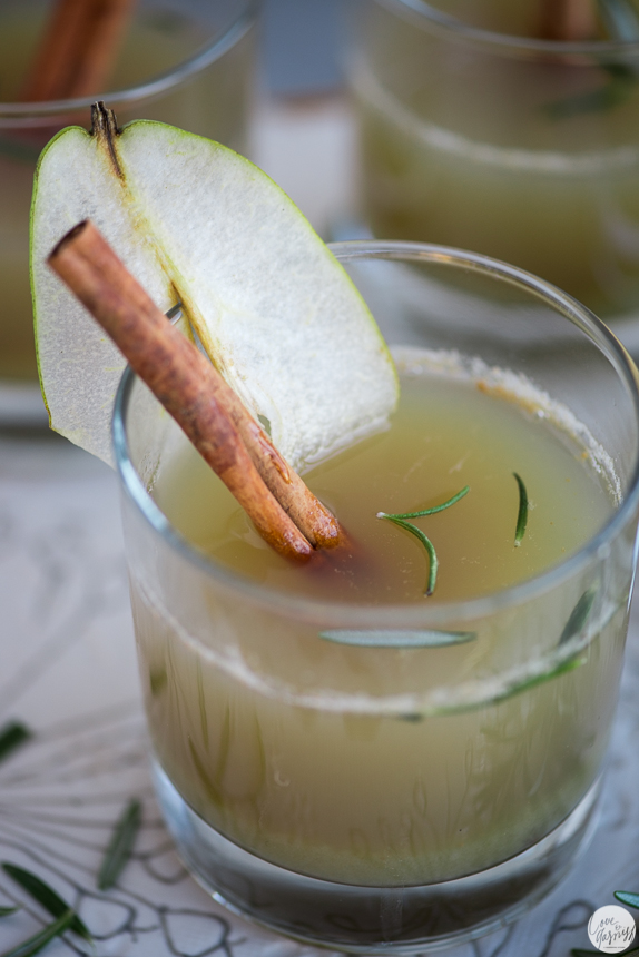 winter immune boosting pear cider with ginger cinnamon rosemary