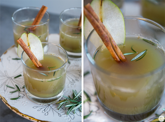 winter immune boosting pear ginger rosemary cider holiday cocktail